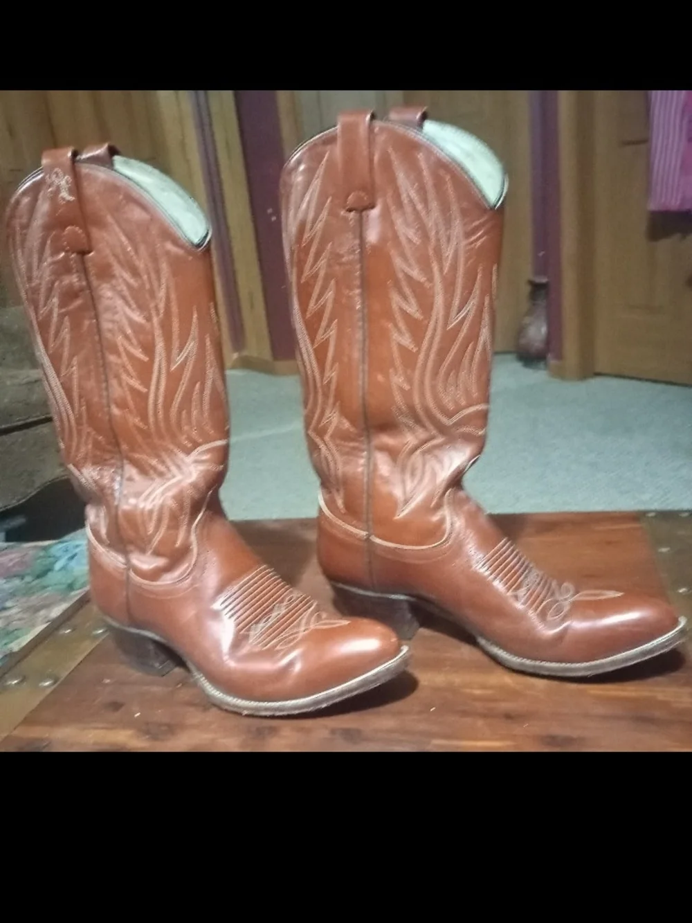 Vintage Ralph Lauren Brown Leather Western Cowboy Boots - Rare Find! Size 7
